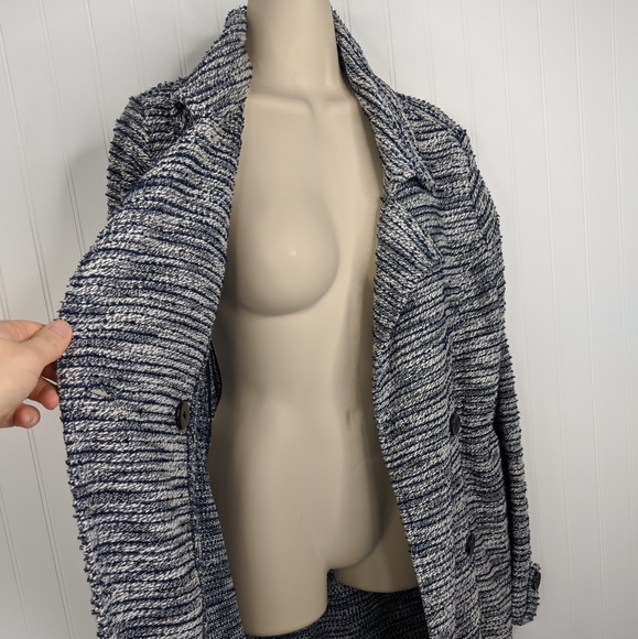 Mystree Navy Marled Double Breast Sweater Coat ML - Picture 7 of 16